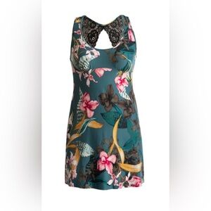 Green floral Knee-Length Scoop Neck Lace back Slip on sleep chemise gown size 3X